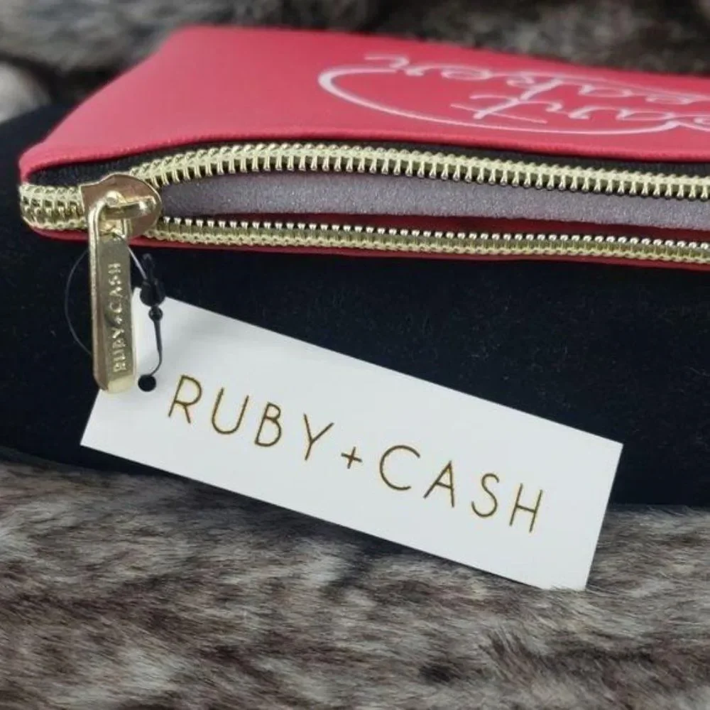 Ruby‎ + Cash Heart Breaker Makeup Pouch Red Faux Leather Cosmetic Bag RC-1593